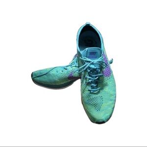 Nike Nike Flyknit Racer Running Lightweight Green Purple Swoosh Men's Sneakers